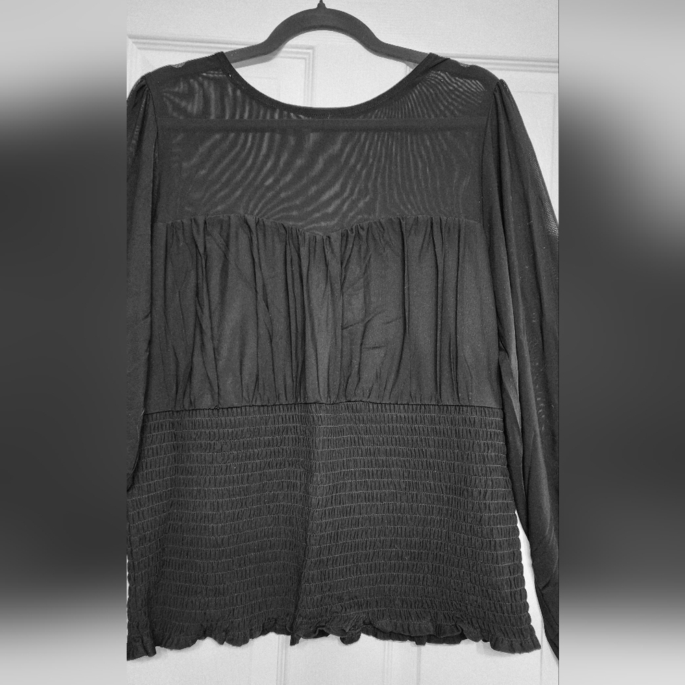 Torrid Black Sheer Panel Blouse